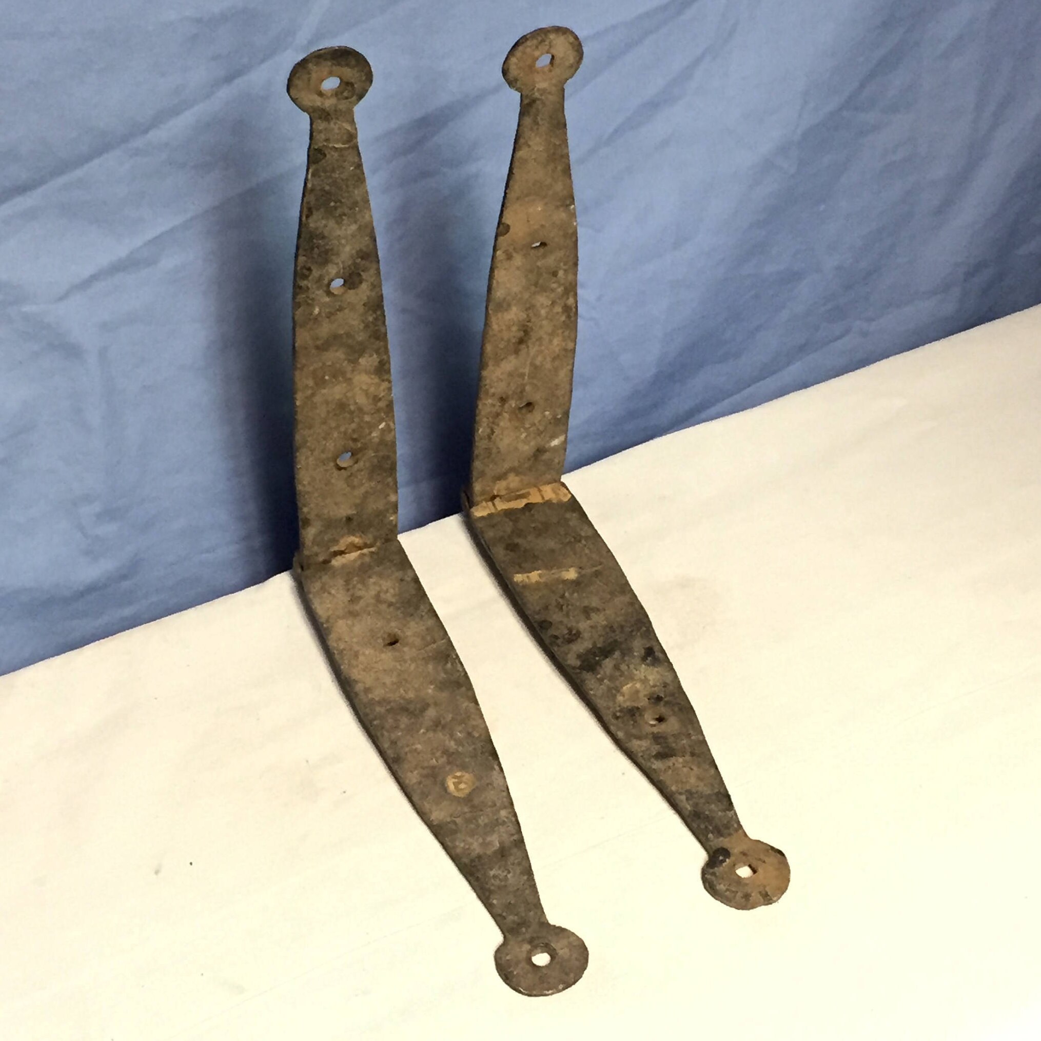 Pair of 22.5 Antique, Hand Iron Strap Hinges, Barn Door Hinges