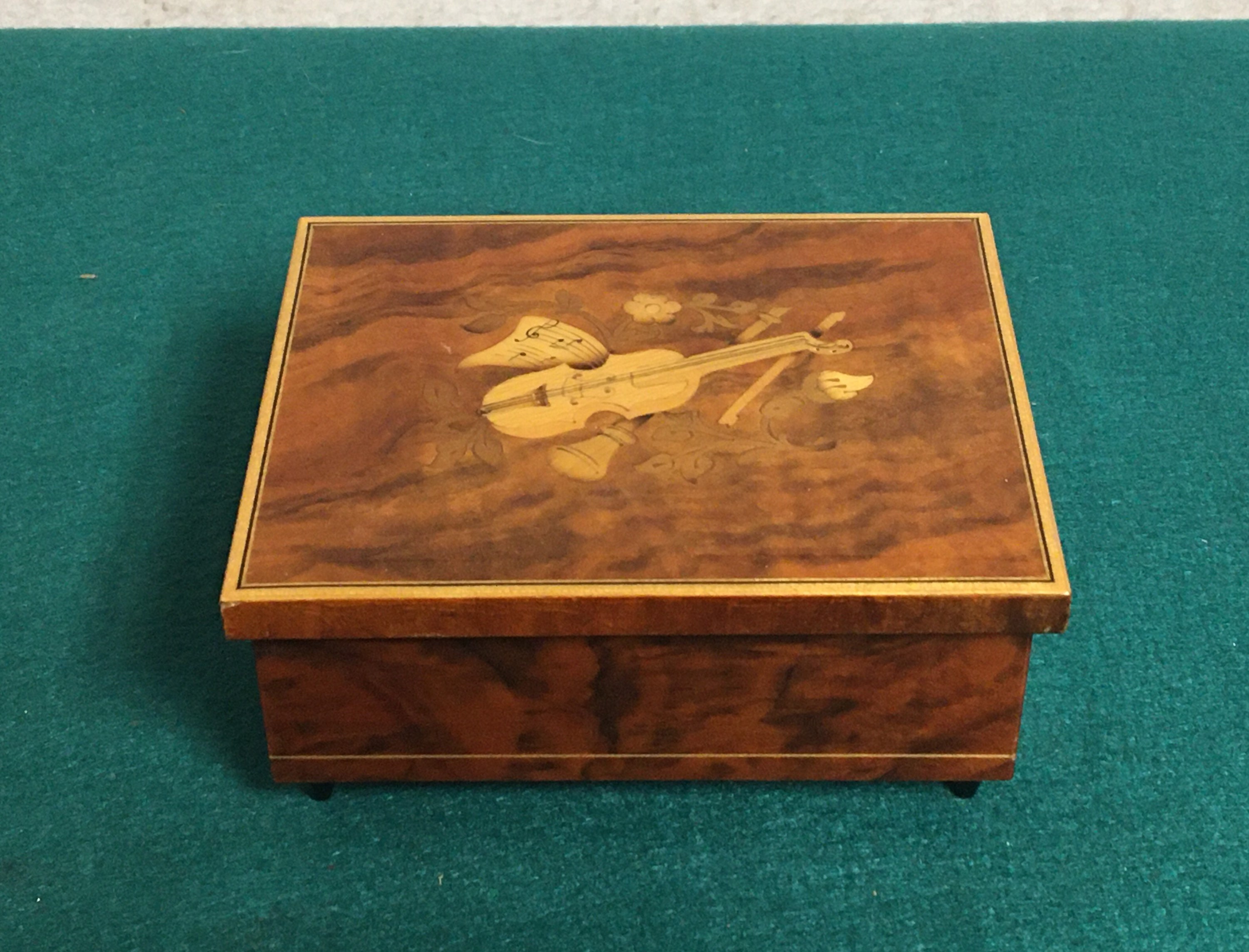 Wooden Music Box Made in Italy, Inlaid Burl Wood Box, House of Global