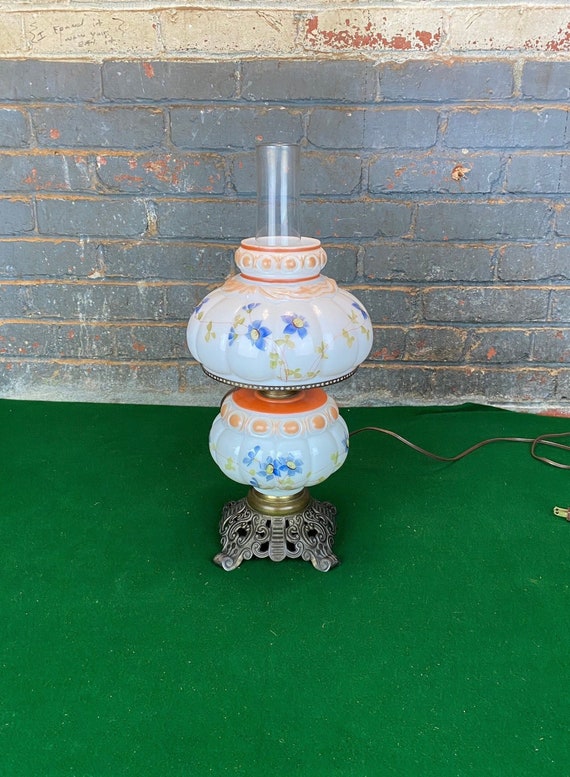 A Beautiful Vintage Victorian Hurricane Table Lamp Electrified