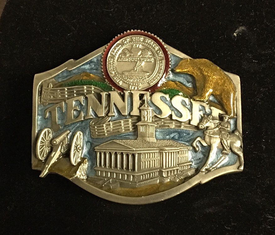 Siskiyou 1988 Tennessee Belt Buckle, Q35, Pewter Belt Buckle, Siskiyou