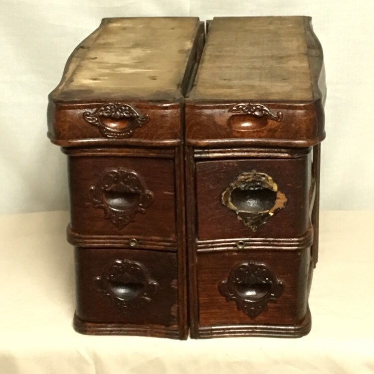 6 Singer OAK Sewing Machine Wooden Drawers w/ Original Frames, Old