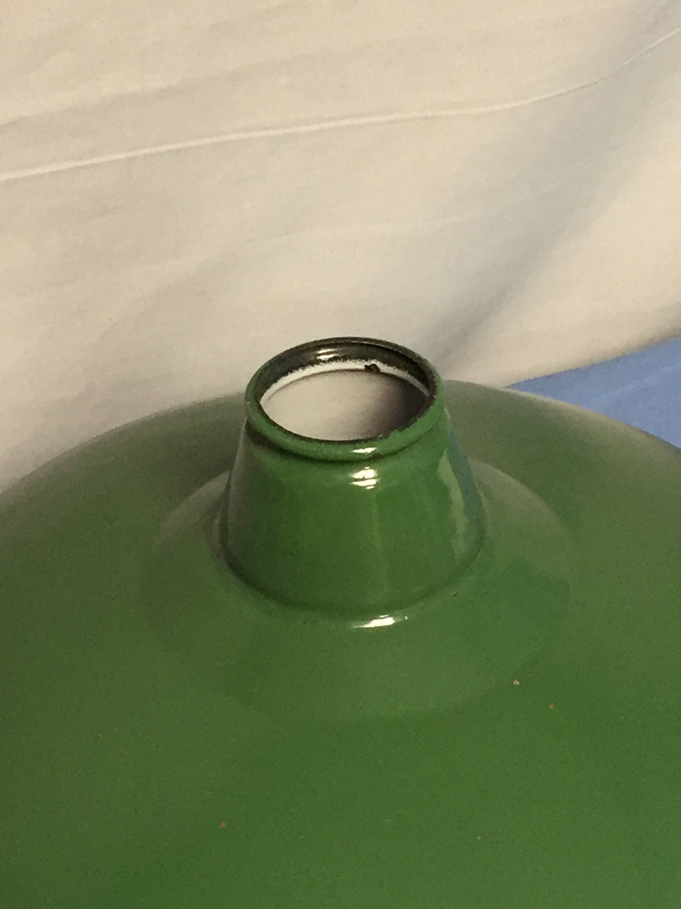 An Original Green Industrial Porcelain Enamel Pendant Light Shade, Gas Station Light, Porcelain