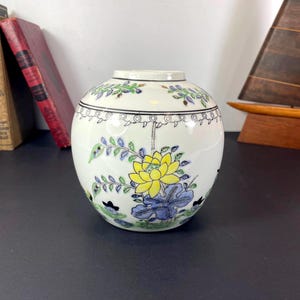 Asian Hand Painted Vase, Bird and Flower jar