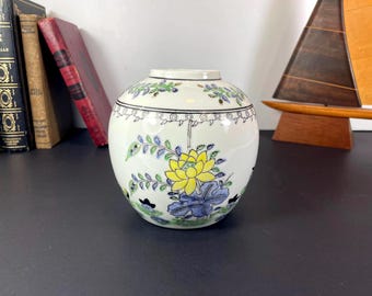 Asian Hand Painted Vase, Bird and Flower jar