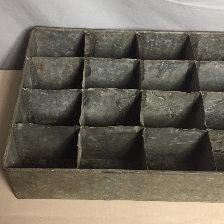 Vintage Industrial Galvanized Steel Parts Bins, 24 Cubbies, Primitive