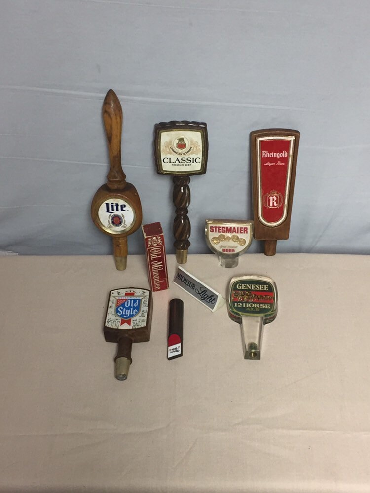 Lot of 9 Beer Tap Handles, Old Milwaukee, Miller Lite, Michelob Light