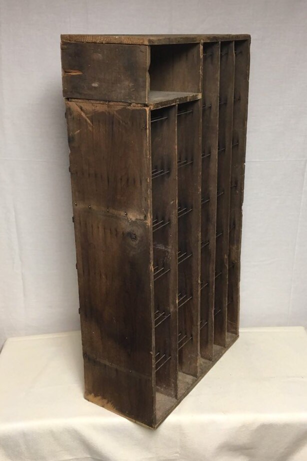 Early 1900's Post Office Wooden Mail Sorter Cubbies , Antique Cubby Storage