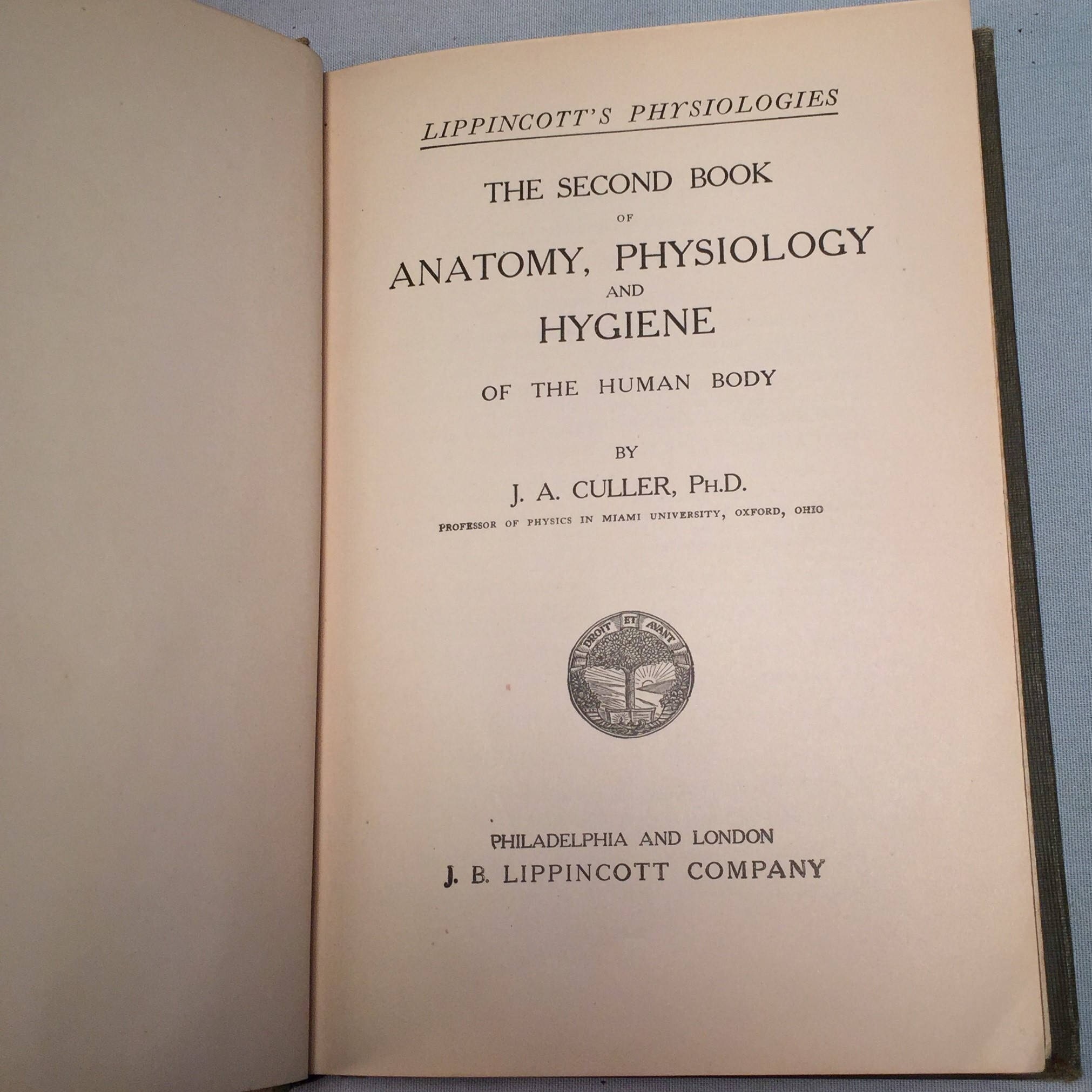 Antique, 1905, Medical Book, Lippincott's Physiology