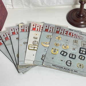 Präzisions-Schnallen-Inc., Schuhschnallen-Ornament-Werbekarten, sieben (7) Teilbögen