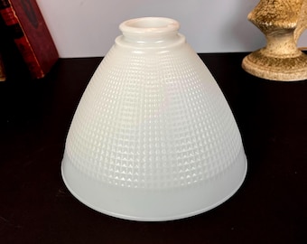 8" Milk Glass Torchier Pendant Lamp Shade: Checkered Glass 2-1/4" Fitter