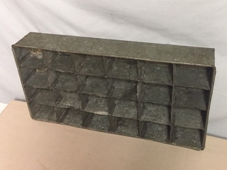 Vintage Industrial Galvanized Steel Parts Bins, 24 Cubbies, Primitive