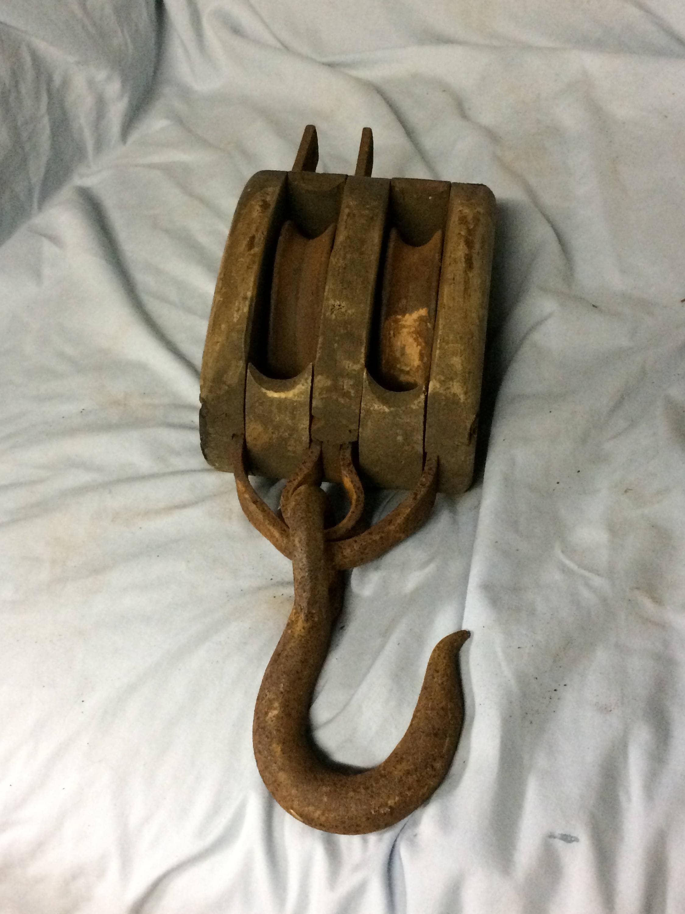 Vintage Double Wooden Block and Tackle Pulley Vintage Rustic Barn