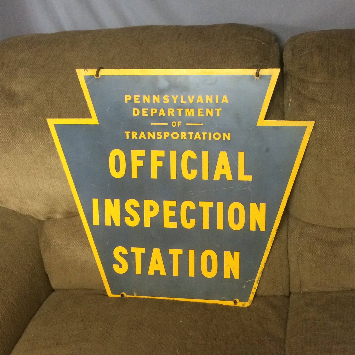 Vintage Pennsylvania DOT Official Inspection Station Sign Automobile