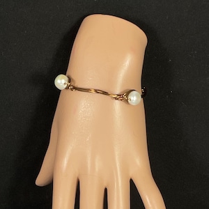 Copper Wire Wrapped Coin Pearl, Bangle Bracelet