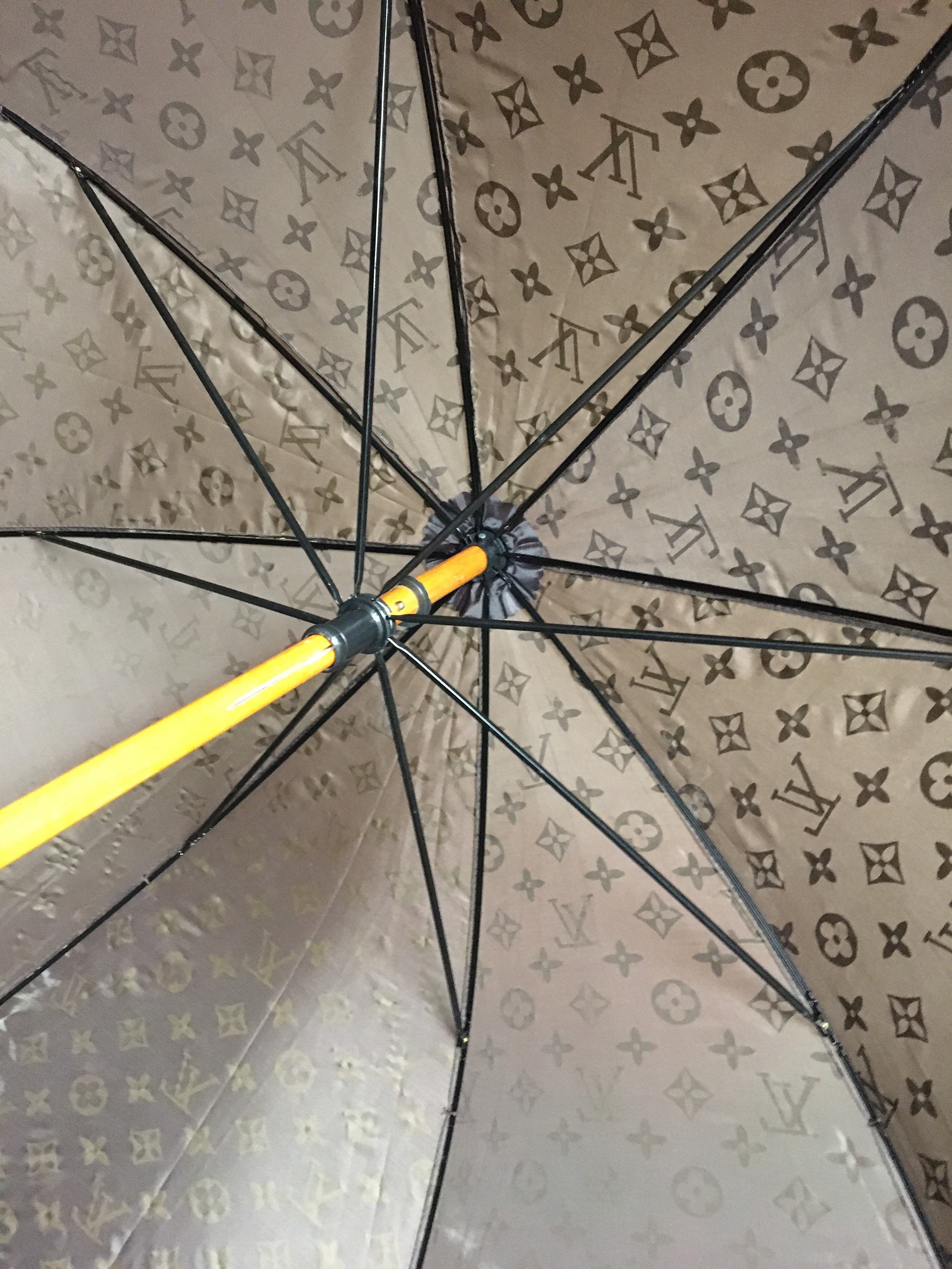 Louis Vuitton Umbrella, Mid Century Designer Umbrella, Wooden Handle