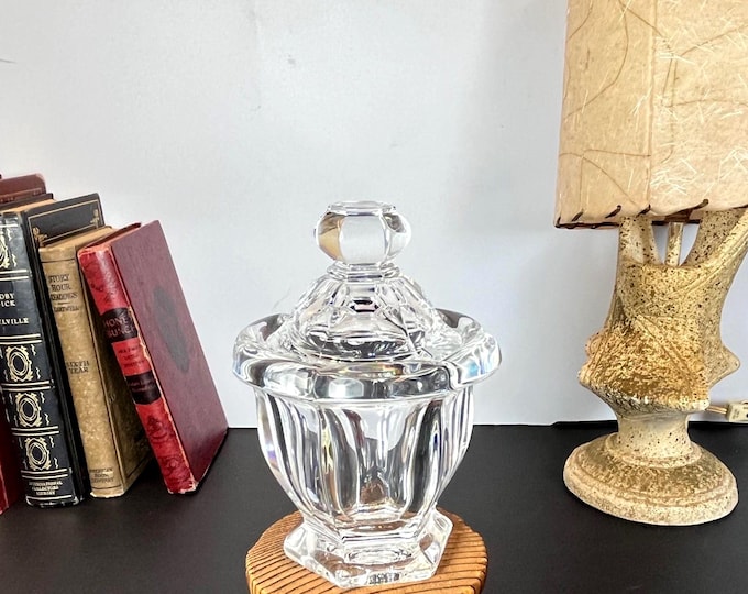 Featured listing image: Baccarat Bretagne Cut Crystal Mustard Dish with Lid