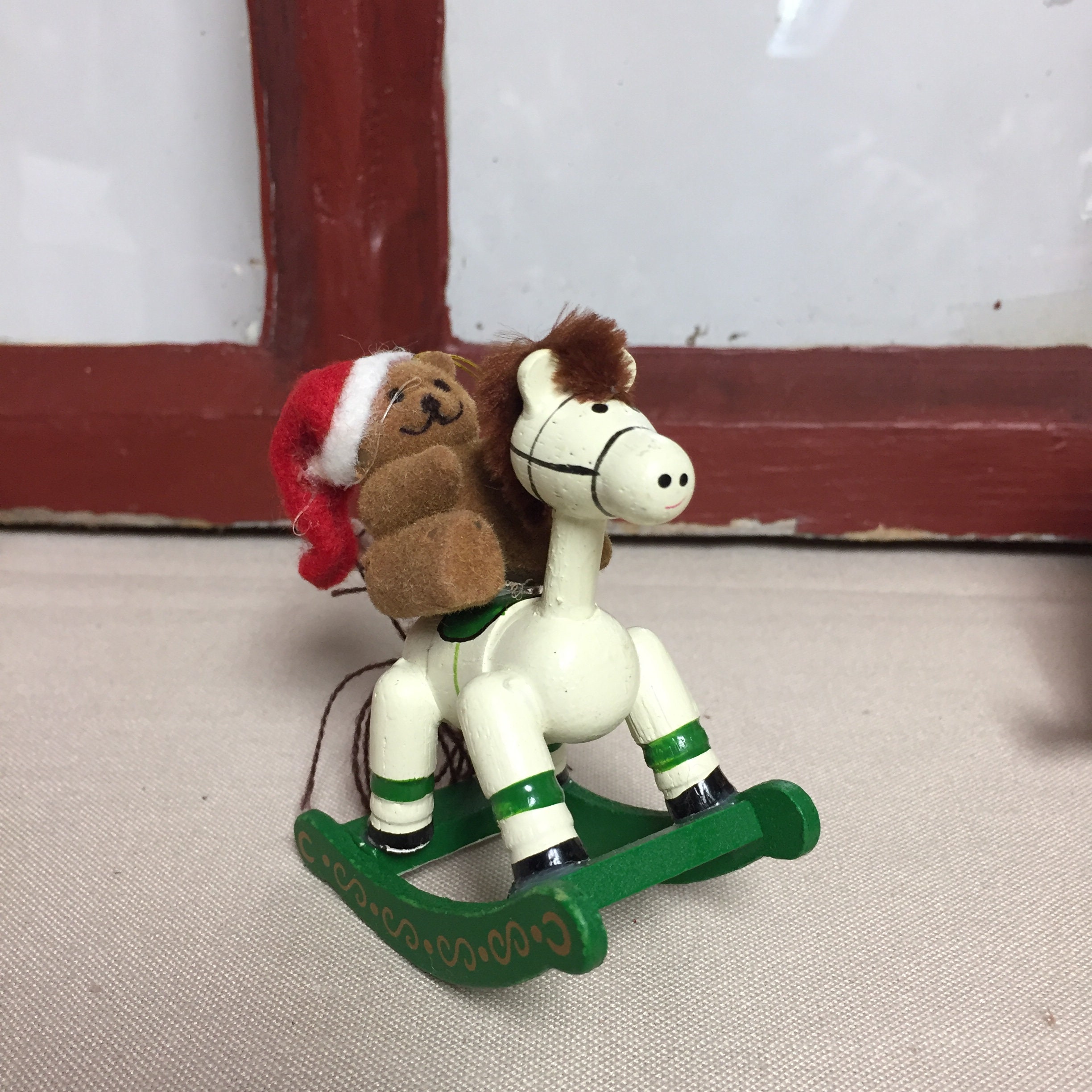 House of Lloyd, Vintage 1989, Set of Three Wooden Rocking Horse Bear