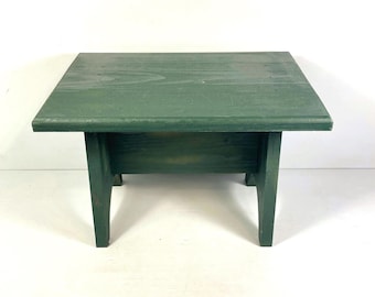 Handmade, Shabby Green Wooden Stepstool, Primitive Rustic Farmhouse