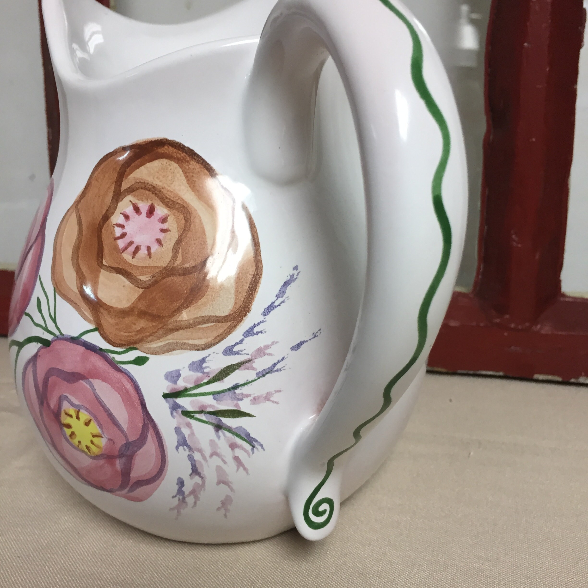 Chanticleer Terracotta Pottery Pitcher, Simpsons Potters, Belle Fiore