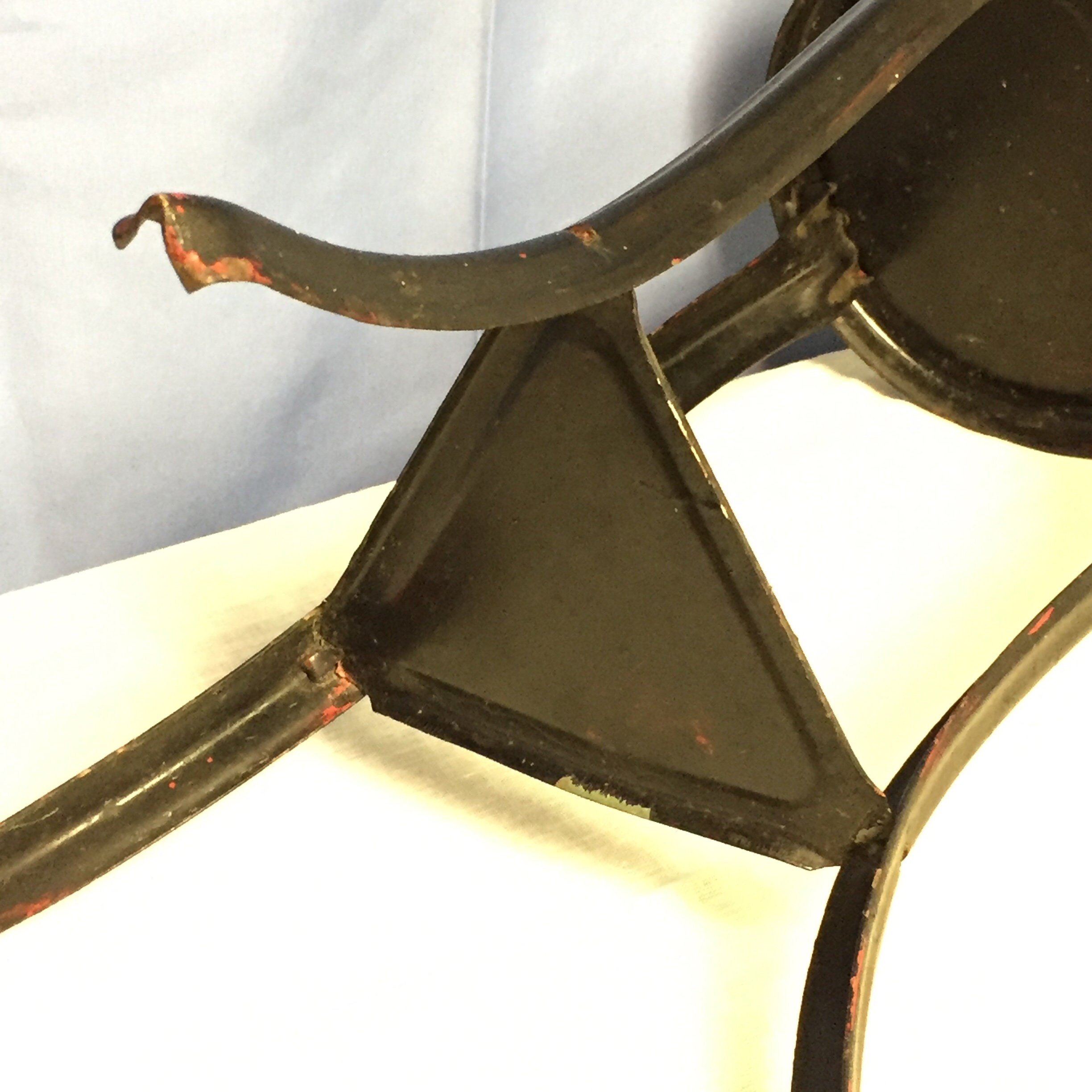 VIntage Metal Milking Stand, Three Legged Table, Petite, Black, Metal