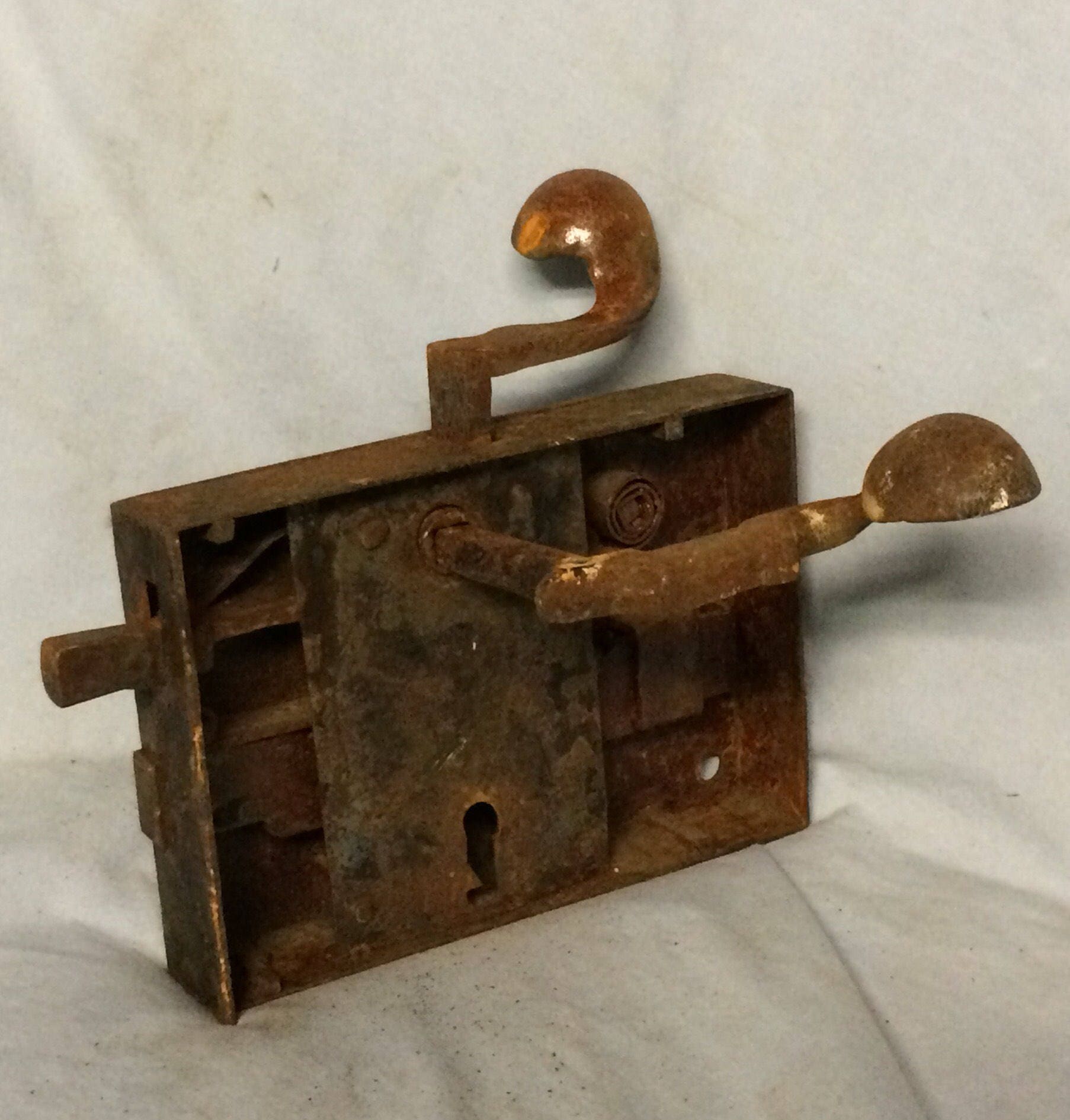 Antique Iron Pennsylvania German Door Lock Elbow Lock Lever