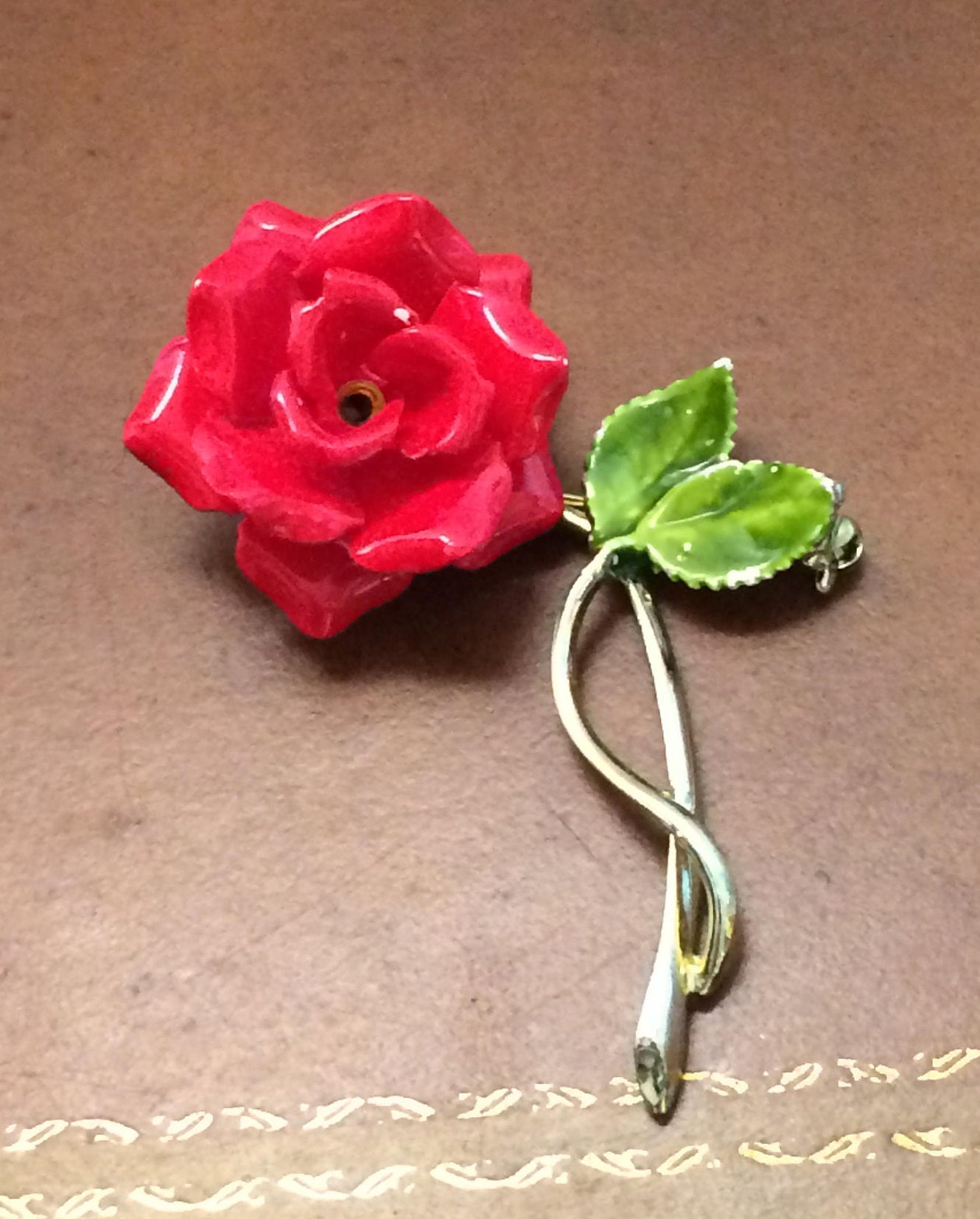 3 Vintage Enamel Flower Pins, Brooches