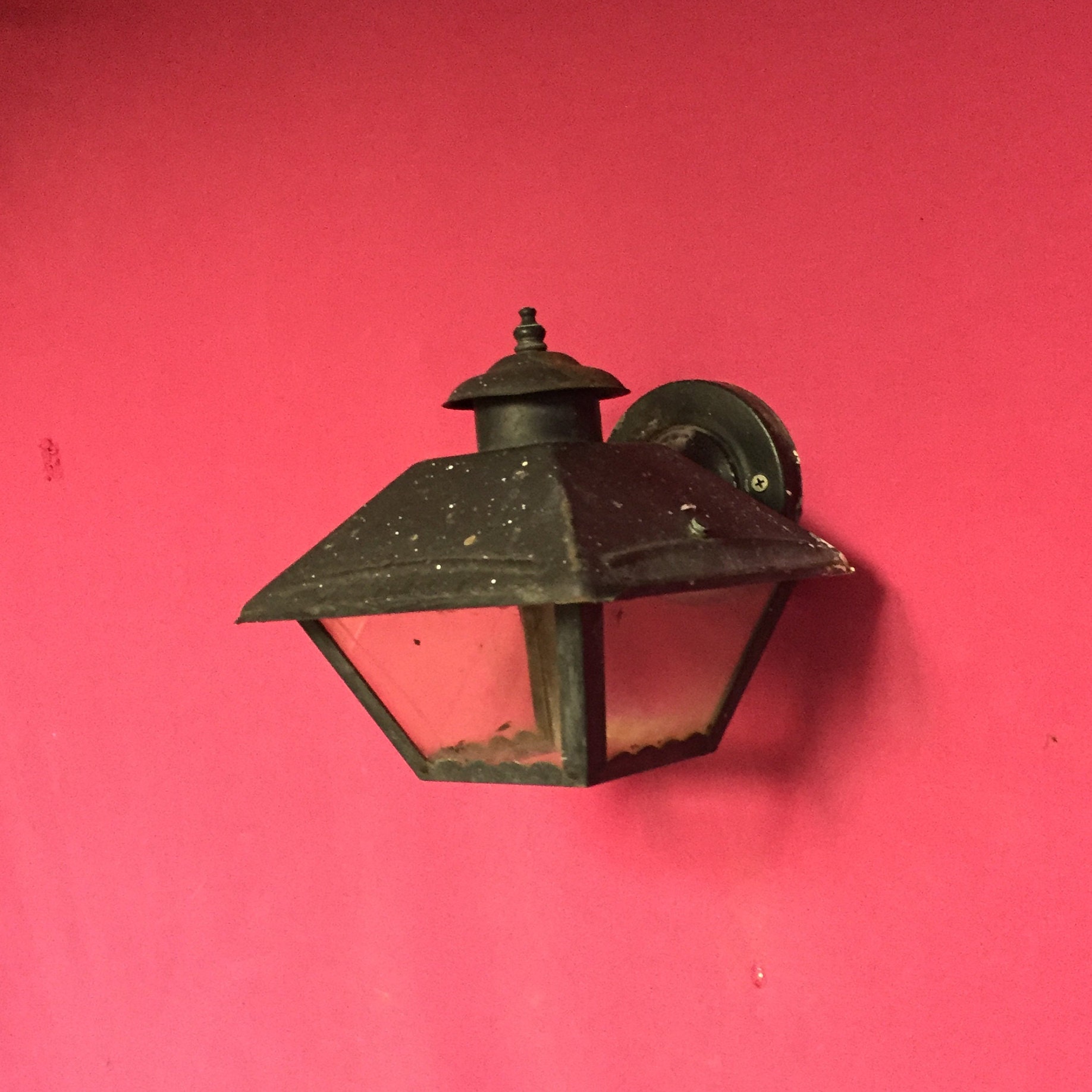 Vintage Black Wrought Iron Electric Porch Light Wall Fixture Sconce