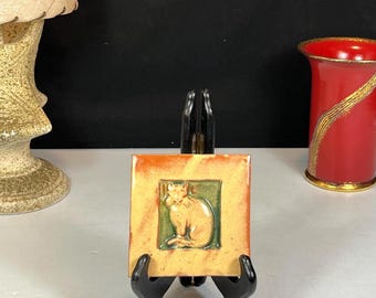 Mercer Moravian Pottery, 4" Cat Tile