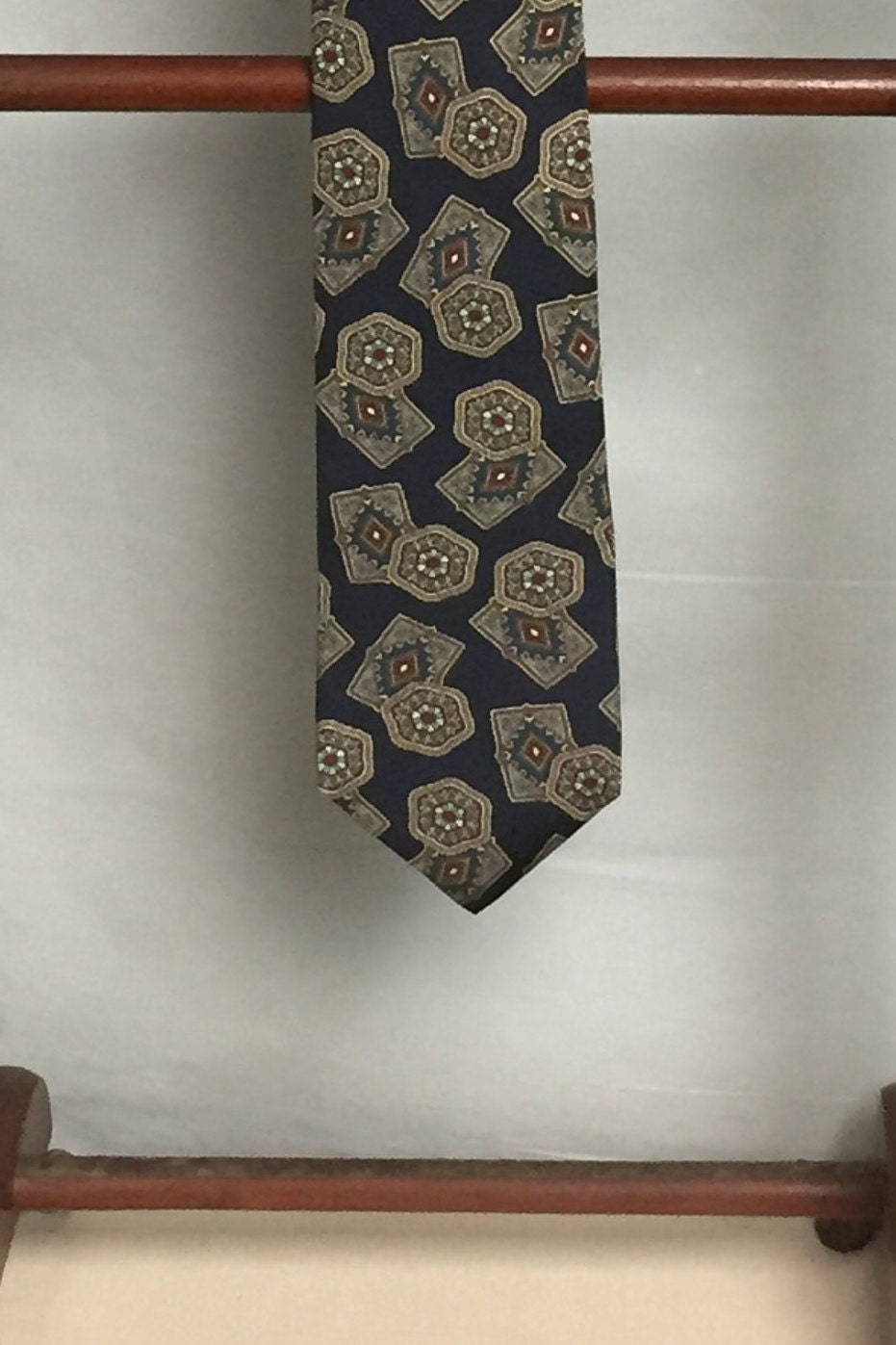 Jordache Mens Silk Tie, Navy Blue and Paisley Tie,