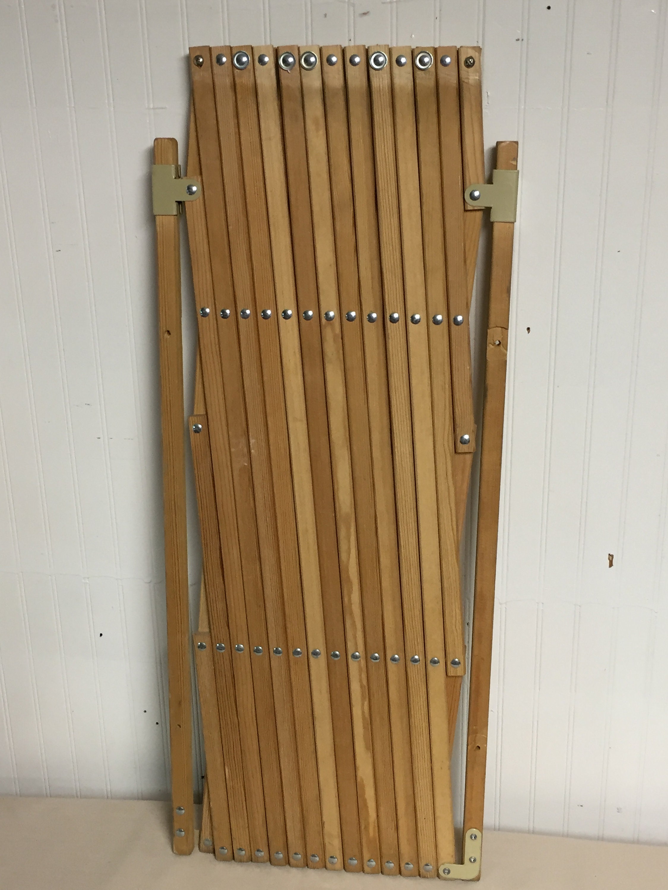 Vintage Wooden Folding Safety Gate, Expanding Gate, Accordion Gate