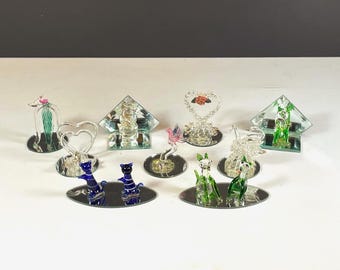 Lot of 9 Glass Figurines and Spun Glass Animals, Sophia-Ann Sitco Importing Co. NY