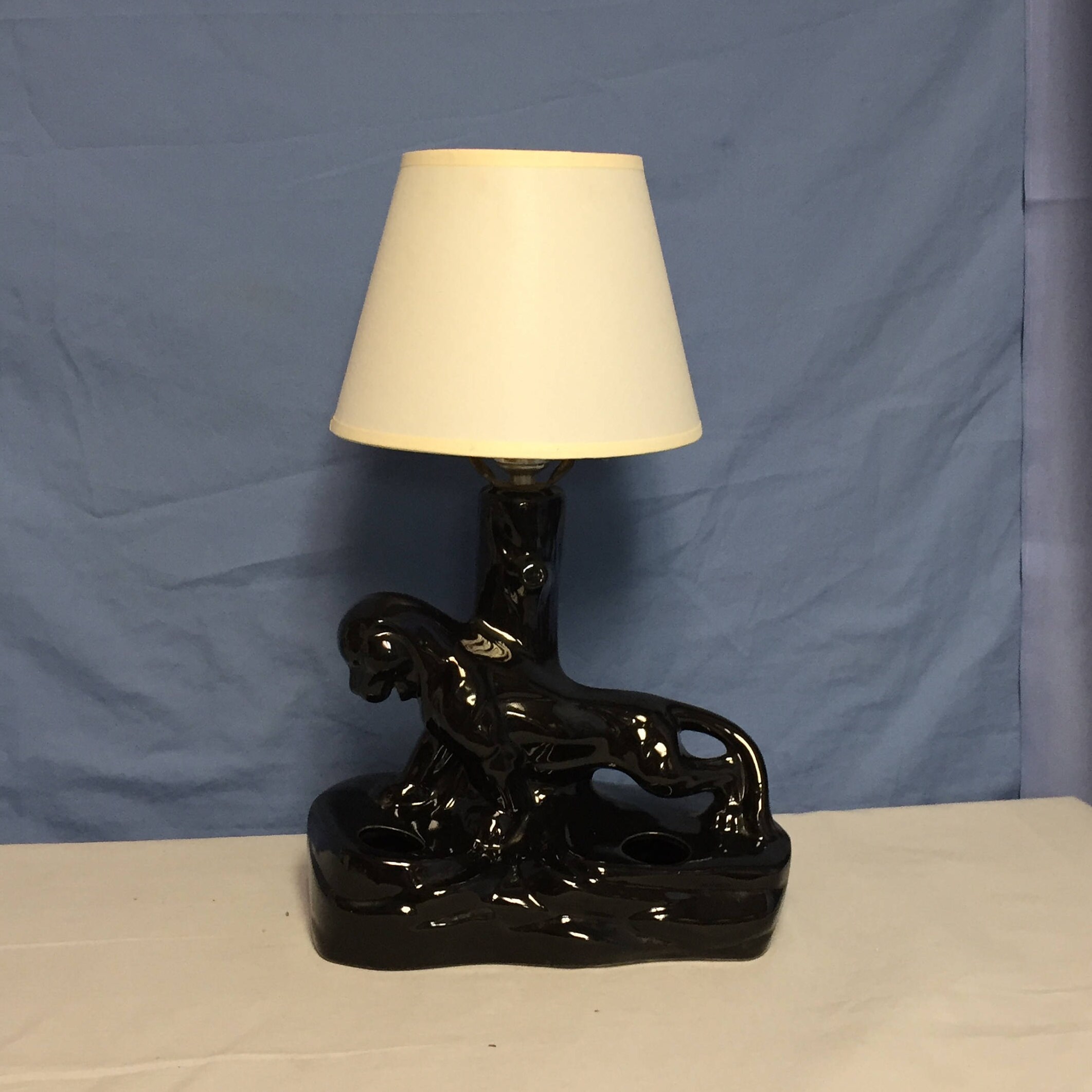 Black Panther, Jaguar, Ceramic Lamp/Planter, 1950's