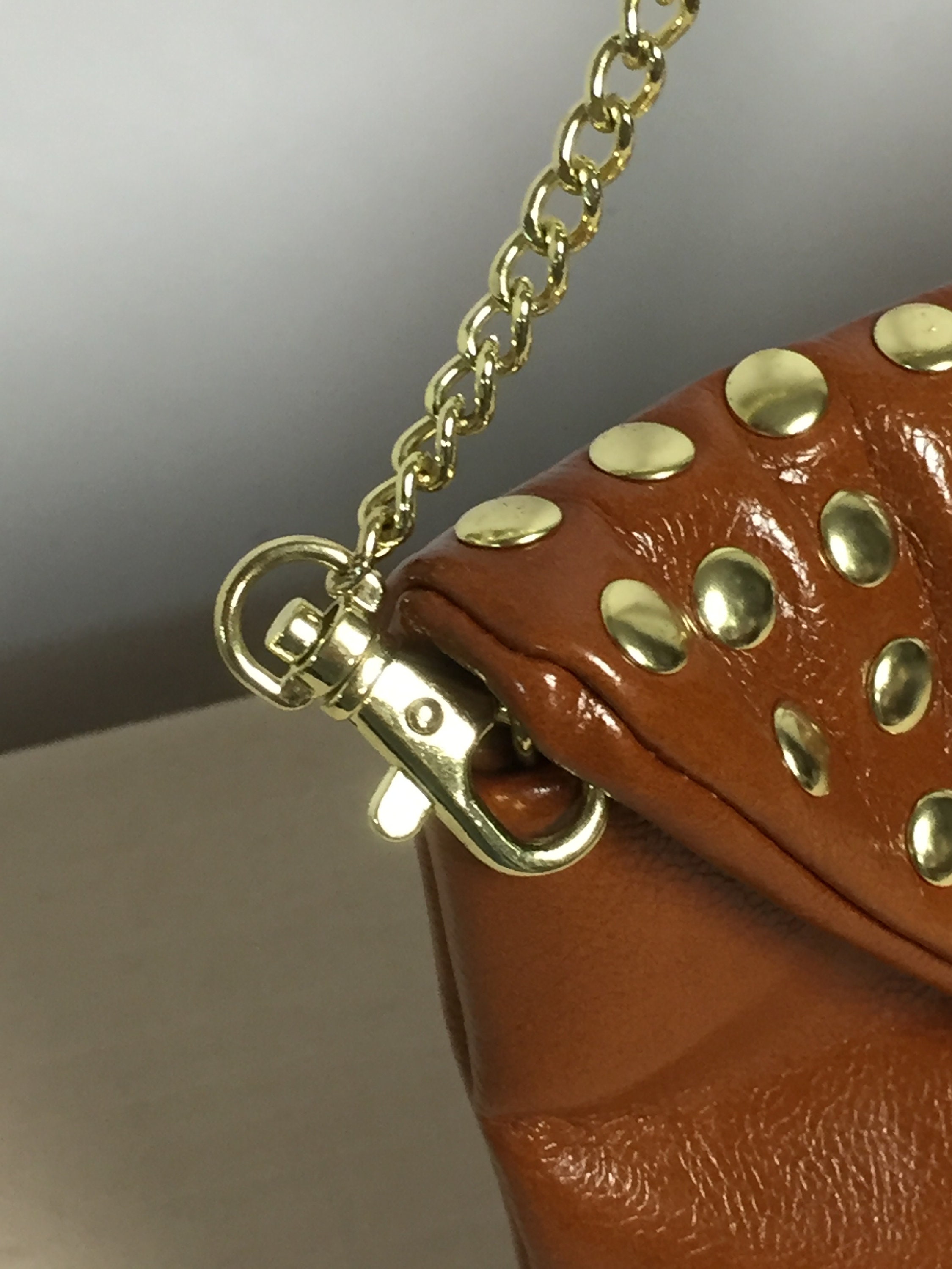 Steve Madden Envelope Clutch Purse With Gold Tone Studs, Brown Faux ...