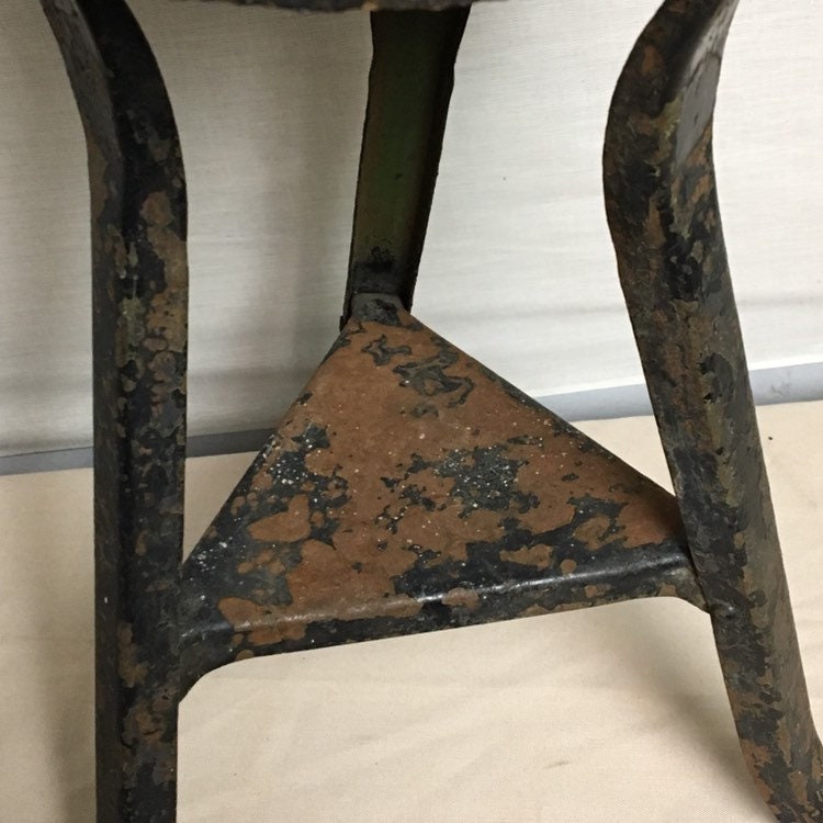 Three Legged Metal Milking Stool, Small Table, Rustic, Primitive