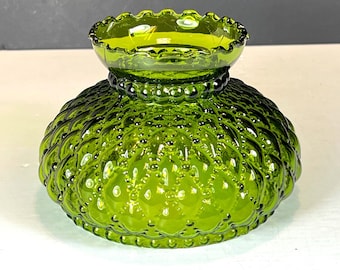 7" Green Diamond Quilt Glass Hurricane Lamp Shade: 6" Fitter Ring