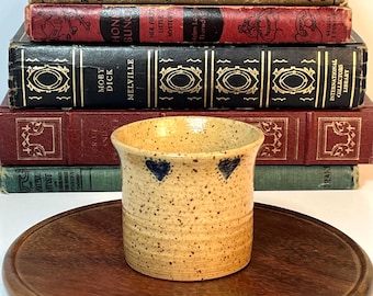 Speckled Stoneware Studio Pottery Tealight Holder Signed Woll