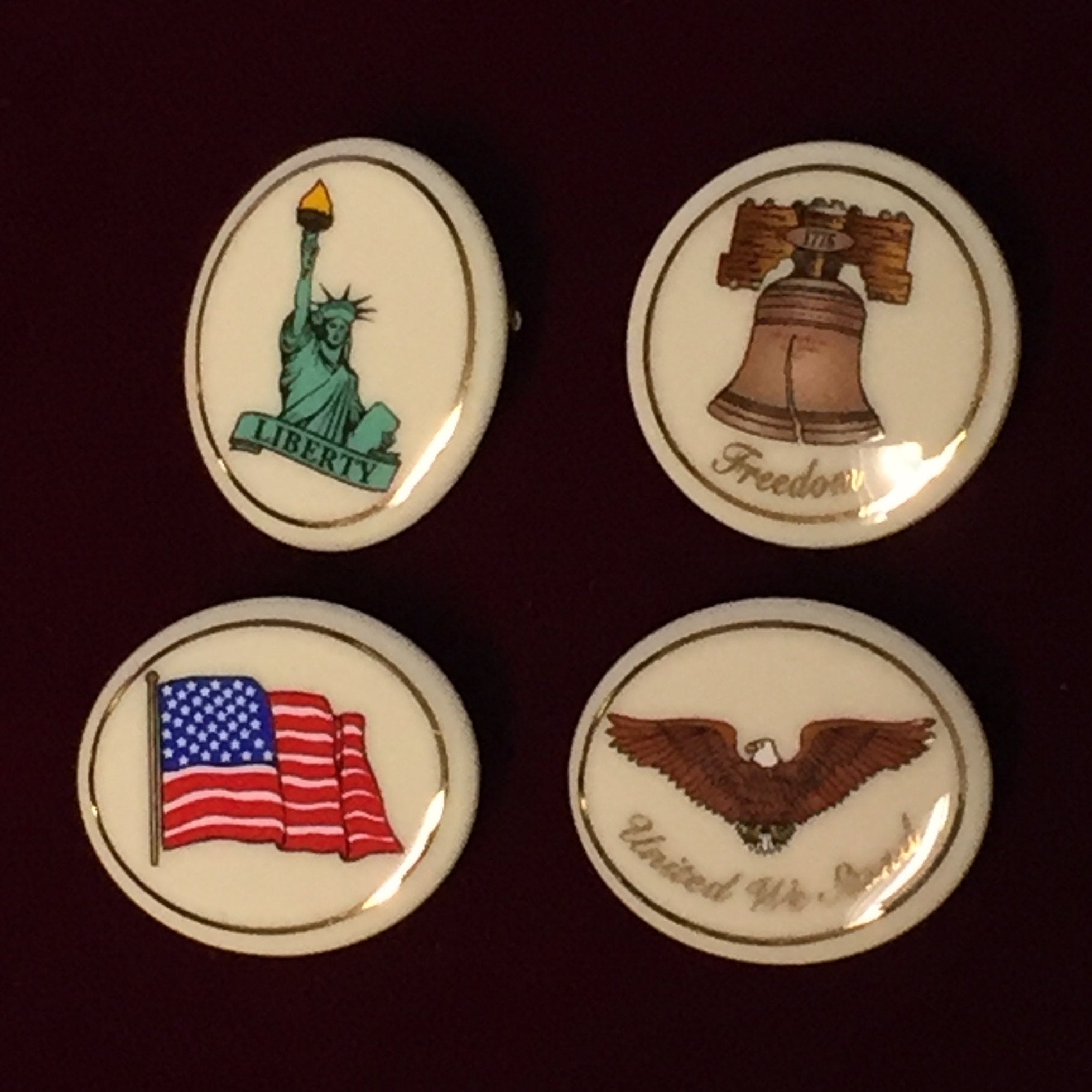 Lenox Porcelain Patriotic Pins Fourth Of July Independence Day Usa