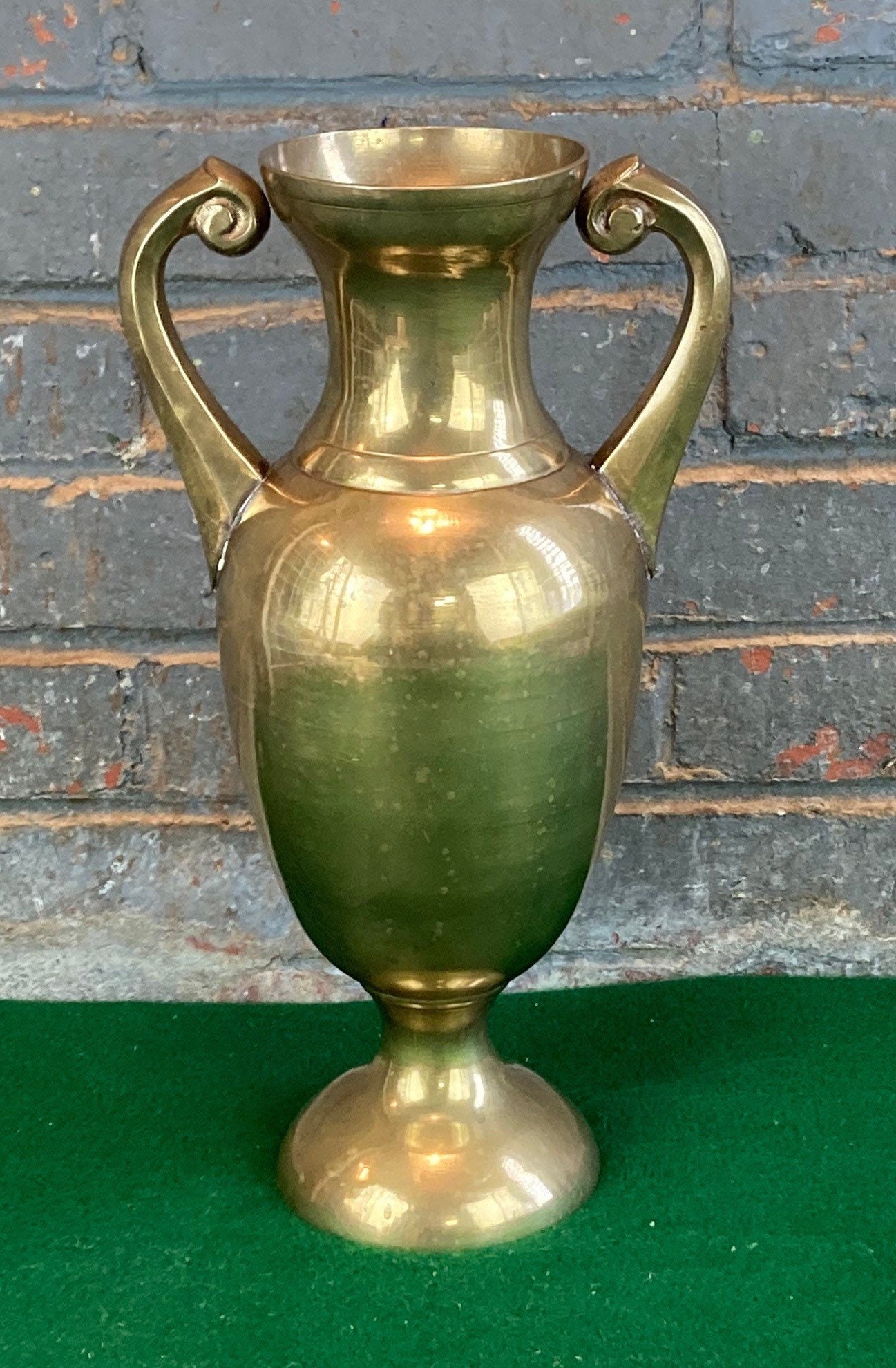 Vintage Brass Urn, 15 Solid Brass Trophy Urn, Altar Vase, Funeral Home
