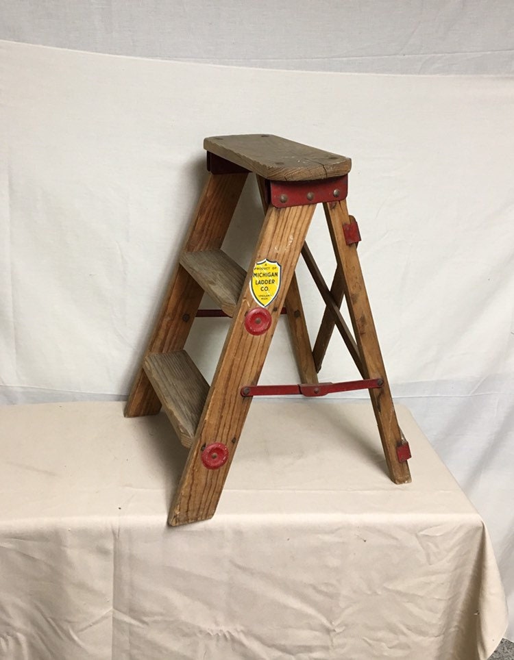 Small Unique Shabby Wooden Step Ladder 22 (2 step), with the Original ...
