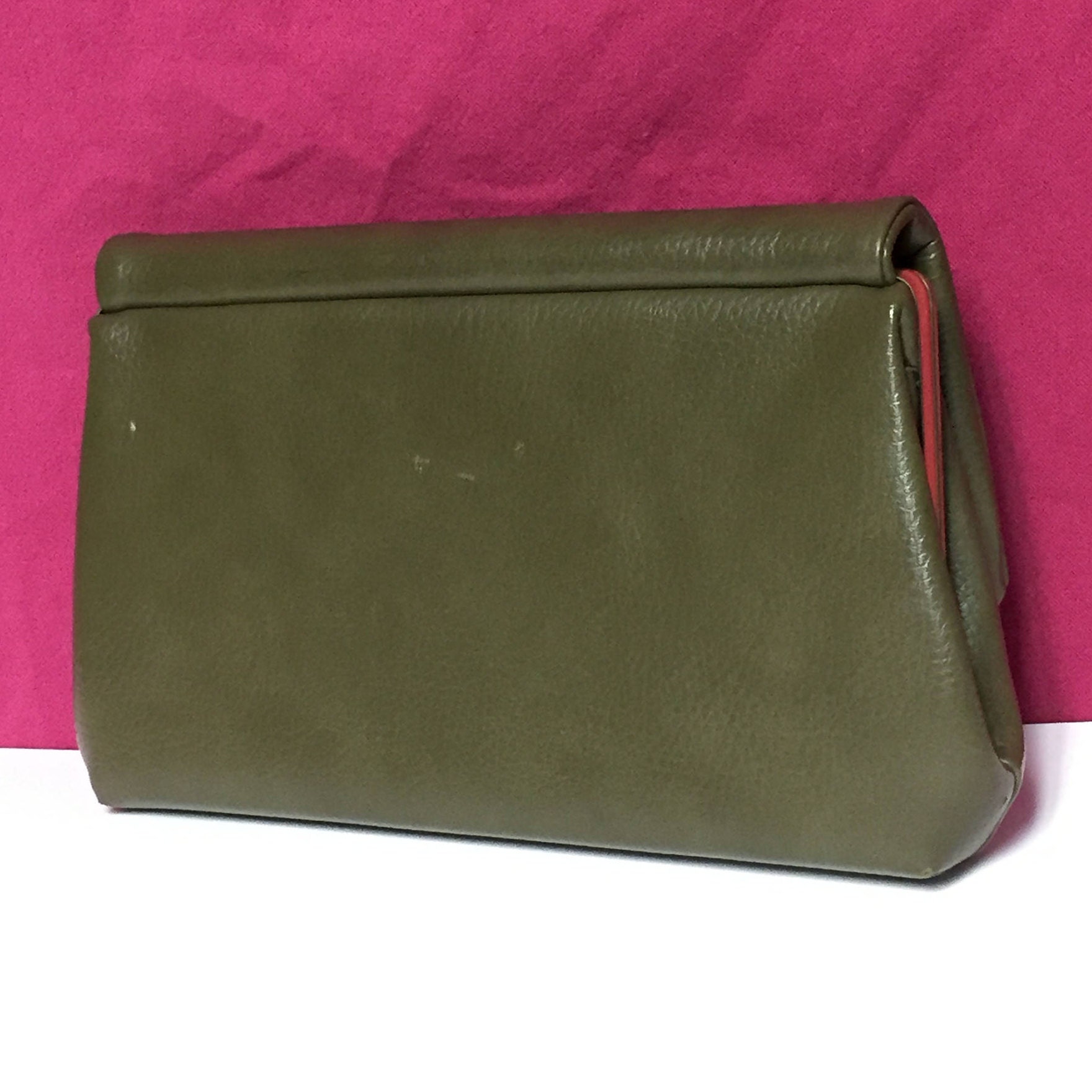Olive Green Purse, Fold Over, Clutch Handbag