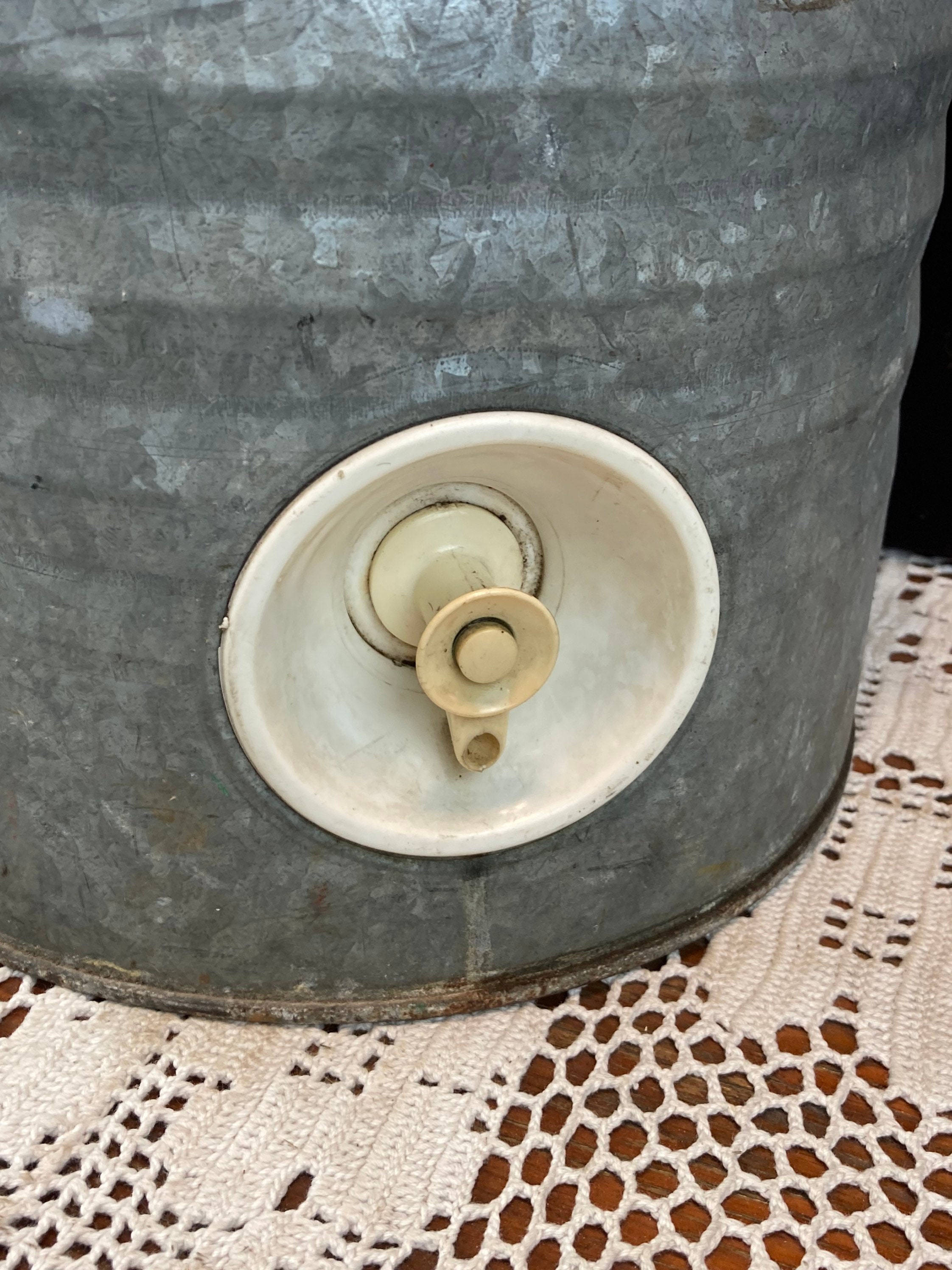 Vintage Igloo 3 Gallon Galvanized Metal Water Jug Cooler, Camping, Outdoor Party, Rustic Primitive