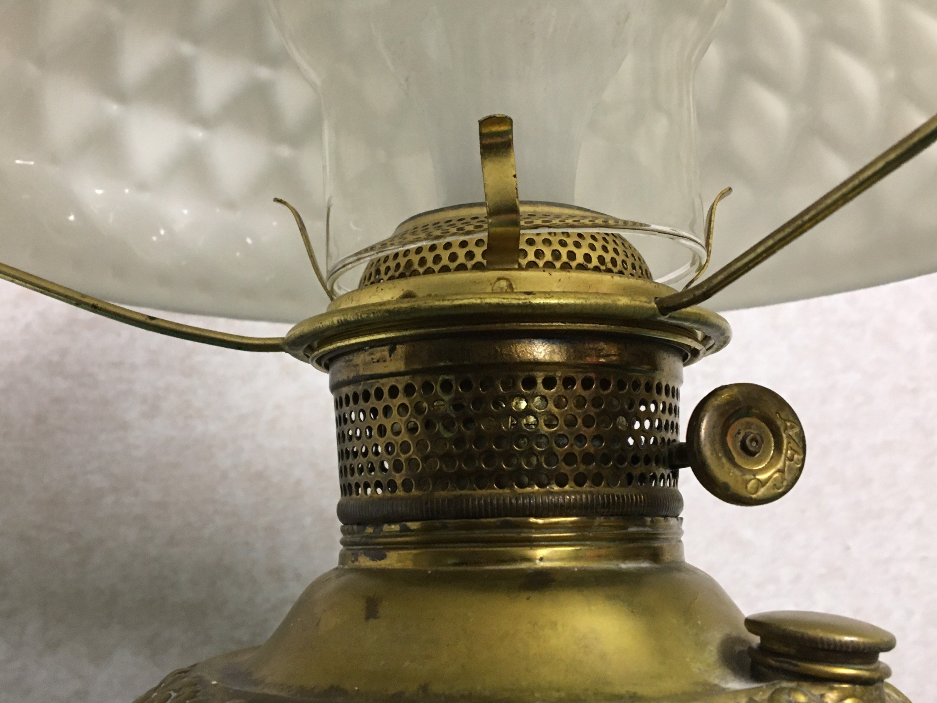 RESERVED For DEB Vintage Edward Miller Brass Electrified Hurricane Lamp