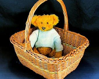 Woven Willow Wicker Basket, Rectangular with Handle