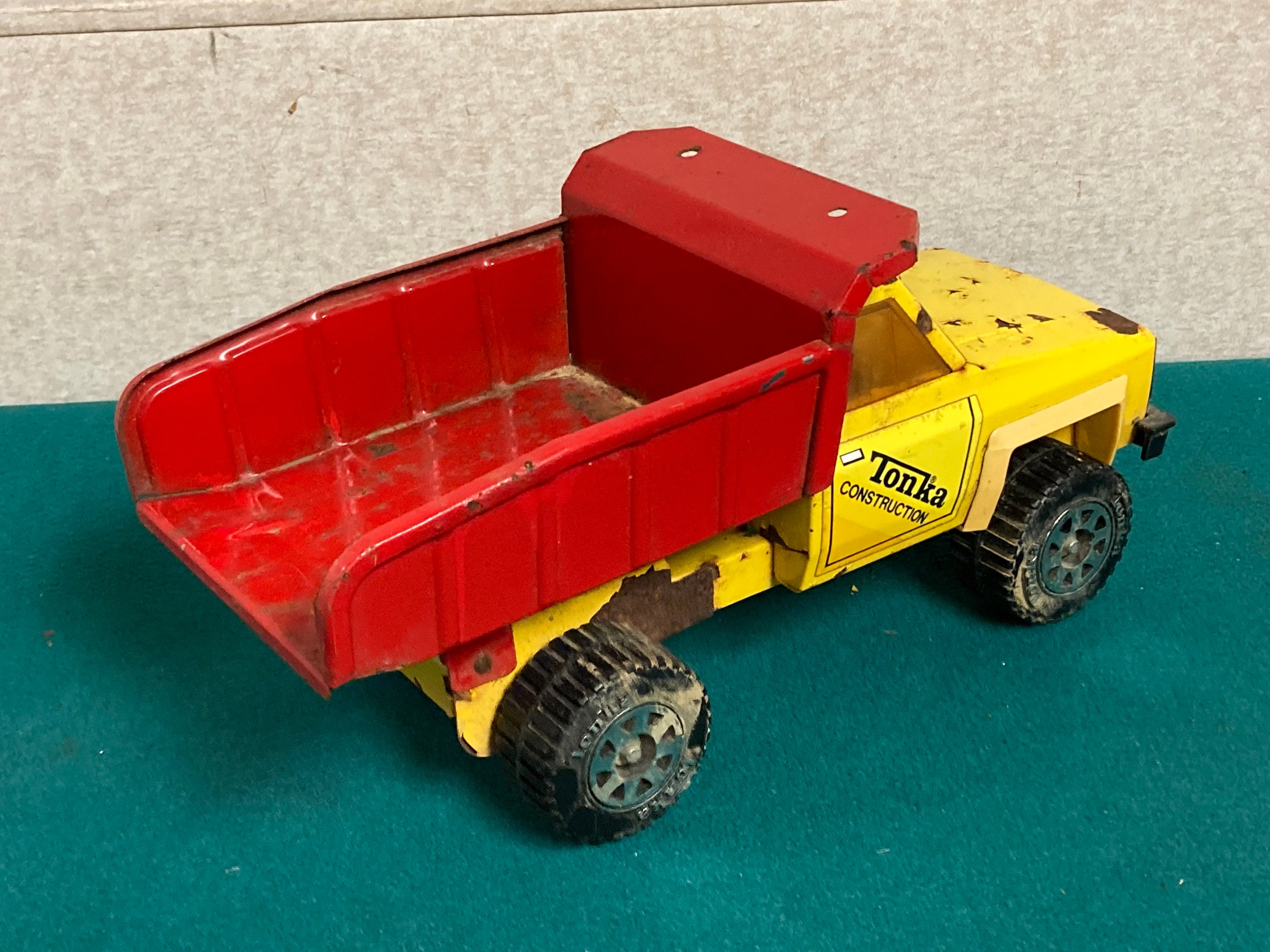 1980's Tonka Construction Dump Truck, Red and Yellow, Pressed Steel