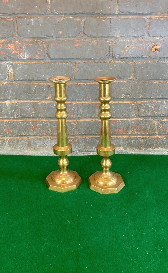 14 Brass Candle Holders Solid Brass Candlesticks Made Etsy