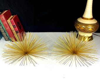 MCM Atomic, Starburst, Spikey Wire, Sea Urchin Wall Decor, Set of Two (2) 12"