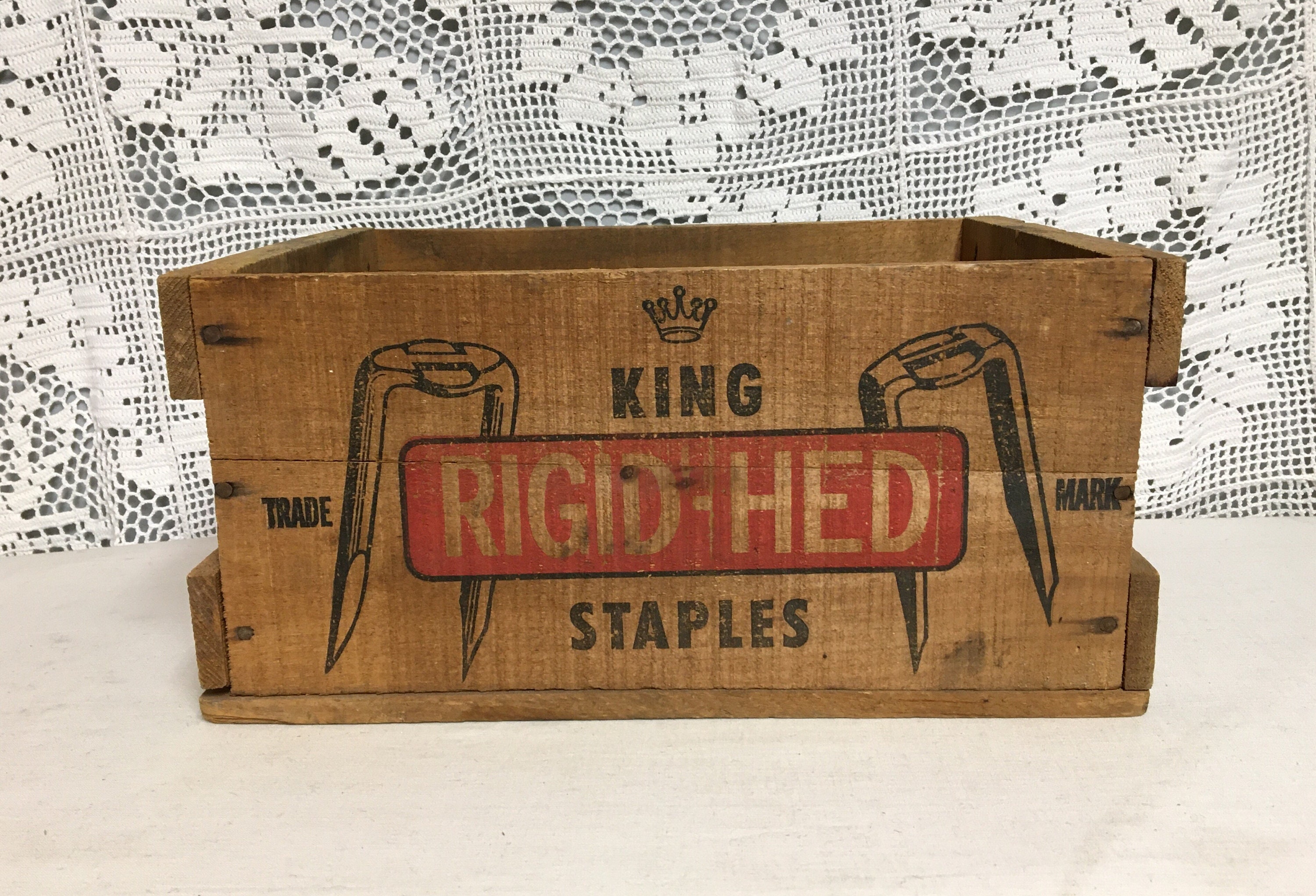 RESERVED King RIGIDHED Staples Crate, Vintage Shipping Crate, Wooden Box