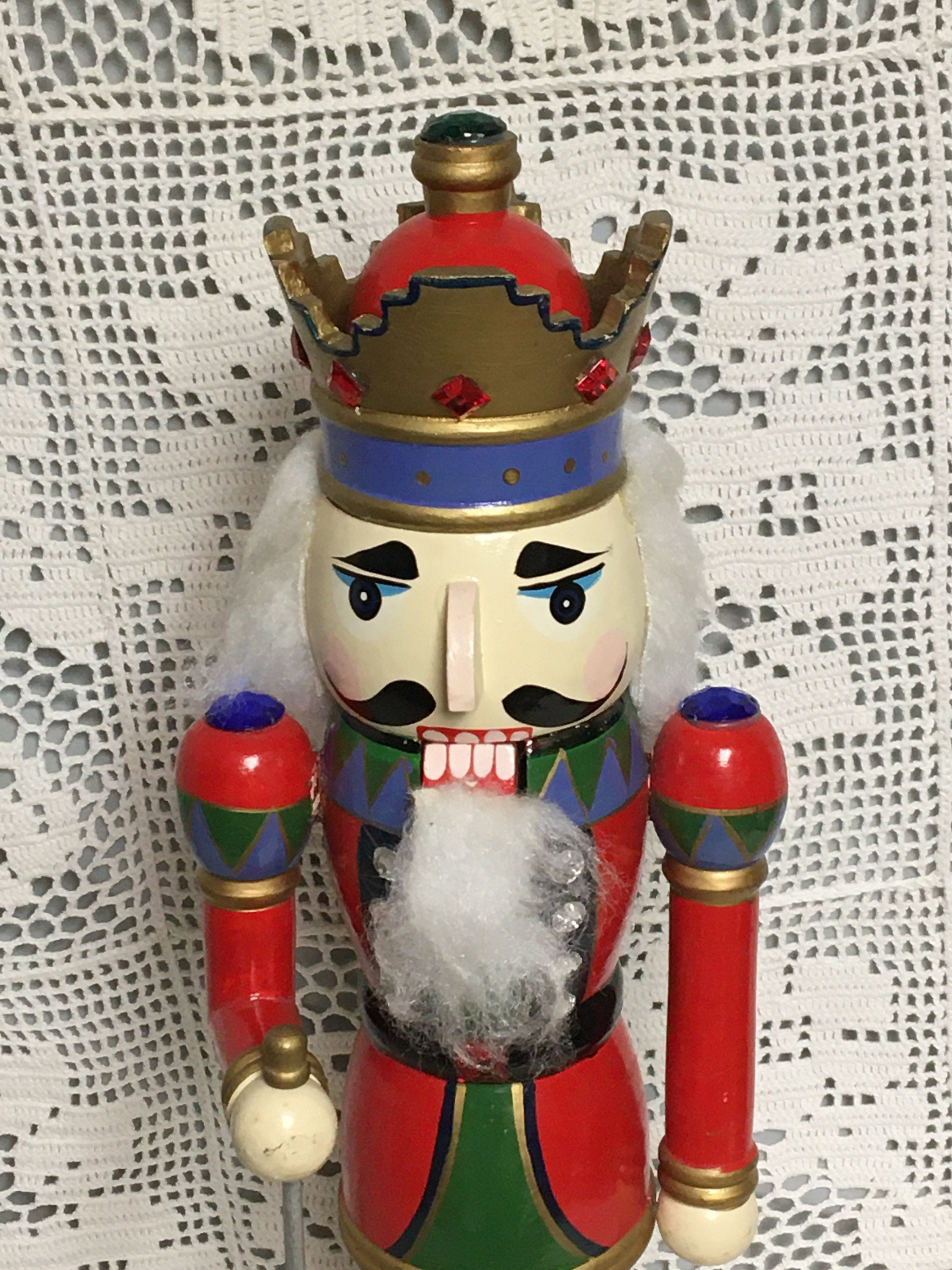 Large Wooden Nutcracker, Traditional Christmas Decoration, Painted Wood