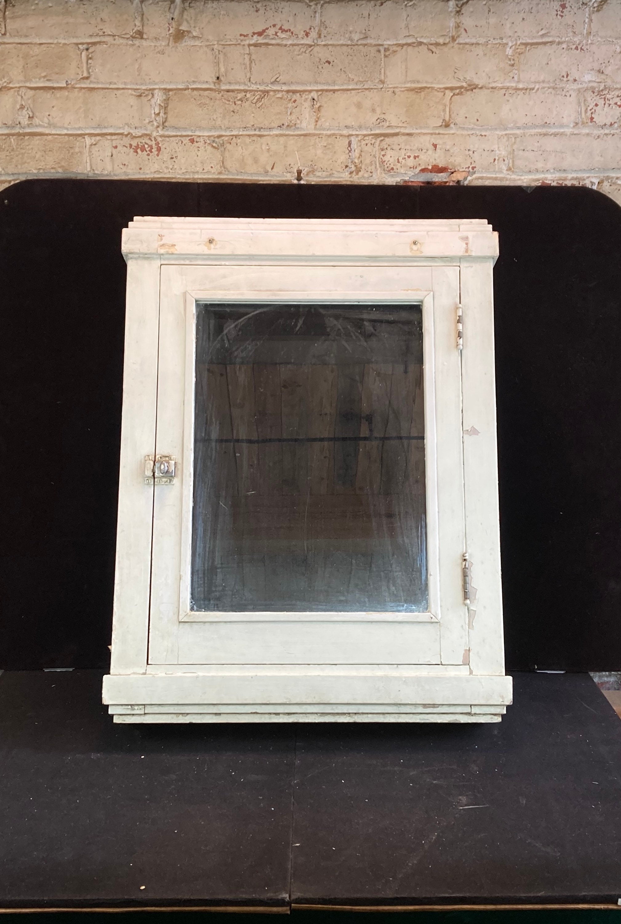 Antique 1930's Wooden Bathroom Medicine Cupboard with Inlay