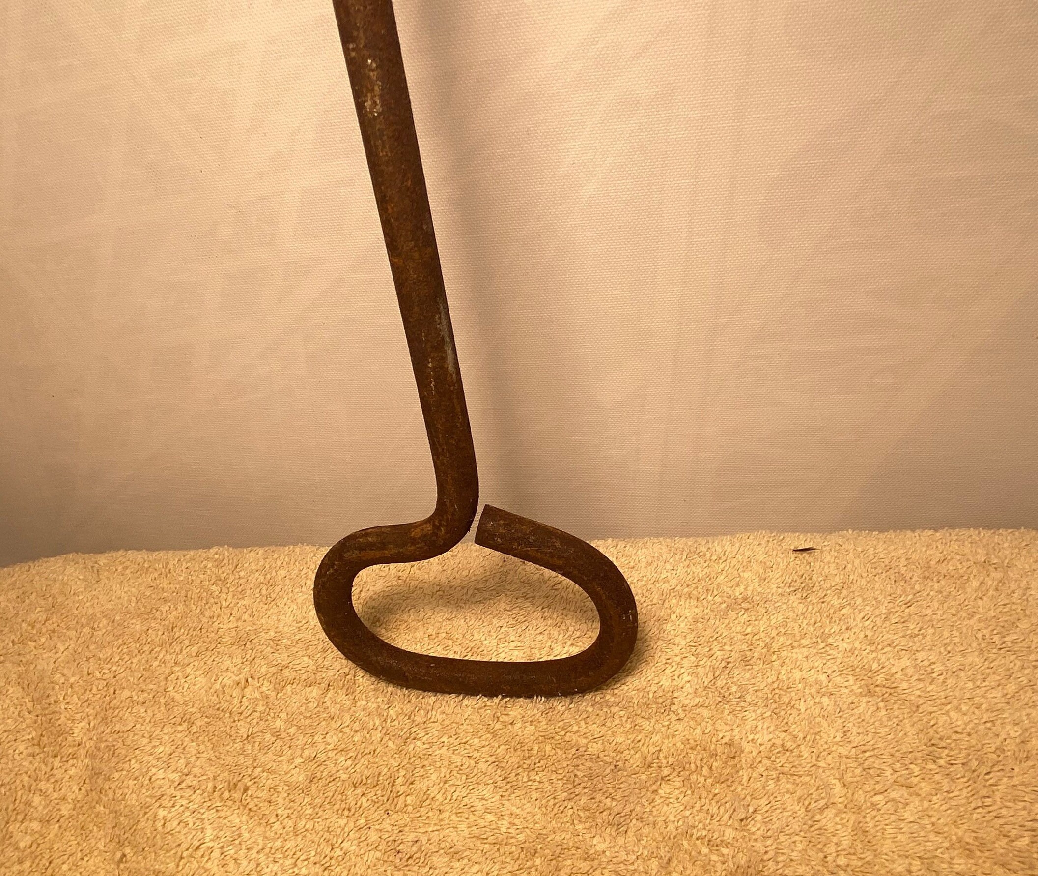 Antique Large 40 Hand Iron Fireplace Log Poker, Primitive